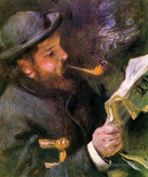 Pierre Auguste Renoir Painting - Claude Monet leyendo un periódico maestro Pierre Auguste Renoir